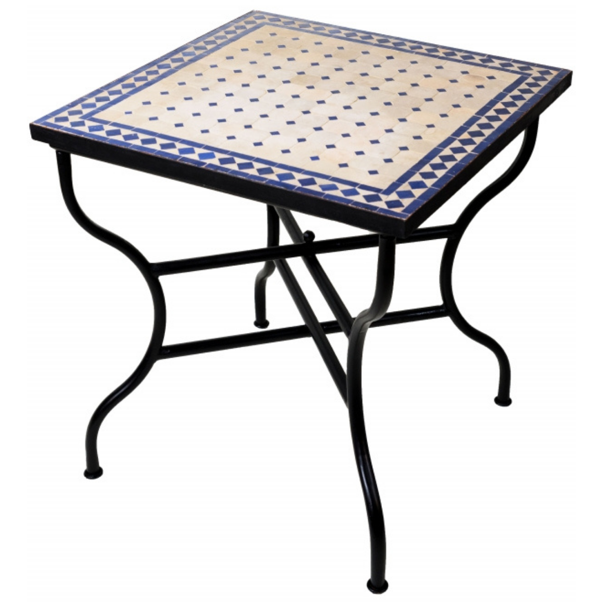 Marokkaanse mozaïektafel Marrakesh beige-blauw 70x70 cm