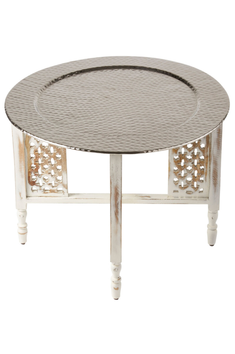 Oosterse salontafel Hania wit-zilver 60  box