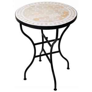 Marokkaanse mozaïektafel Marrakesh beige-wit...