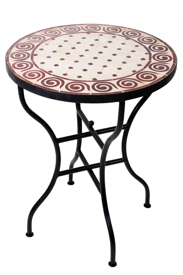 Marokkaanse mozaïektafel Spiraal Beige-Bordeaux &Oslash