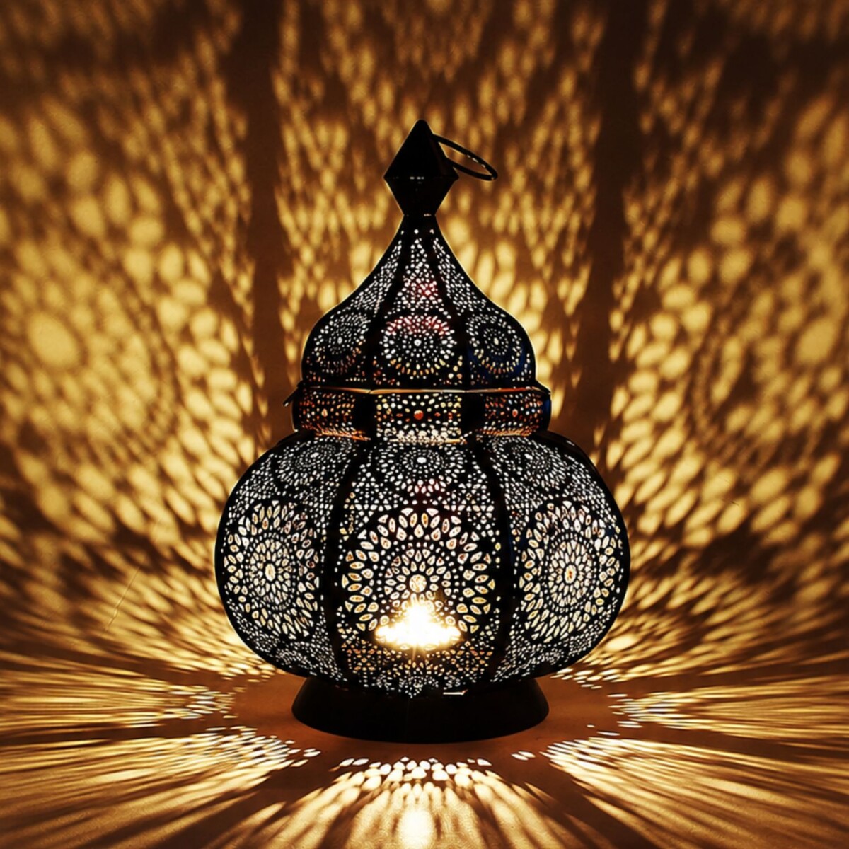 Indiase windlicht Lamis Zwart | Handgema box