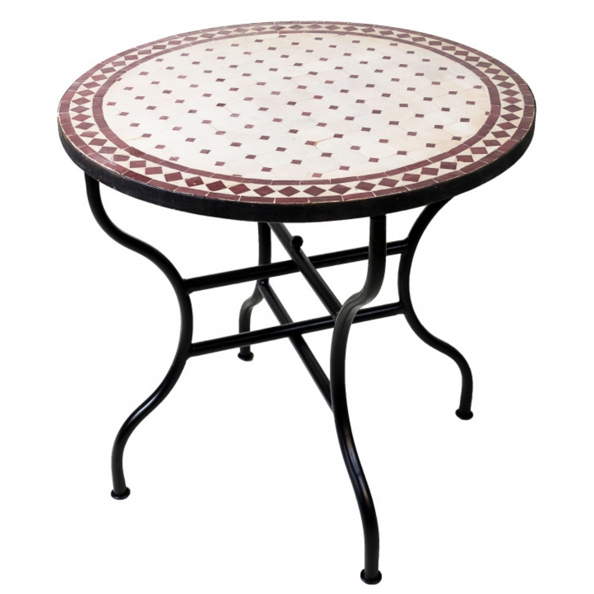 Marokkaanse mozaïektafel Marrakesh Beige Bordeaux 80 cm