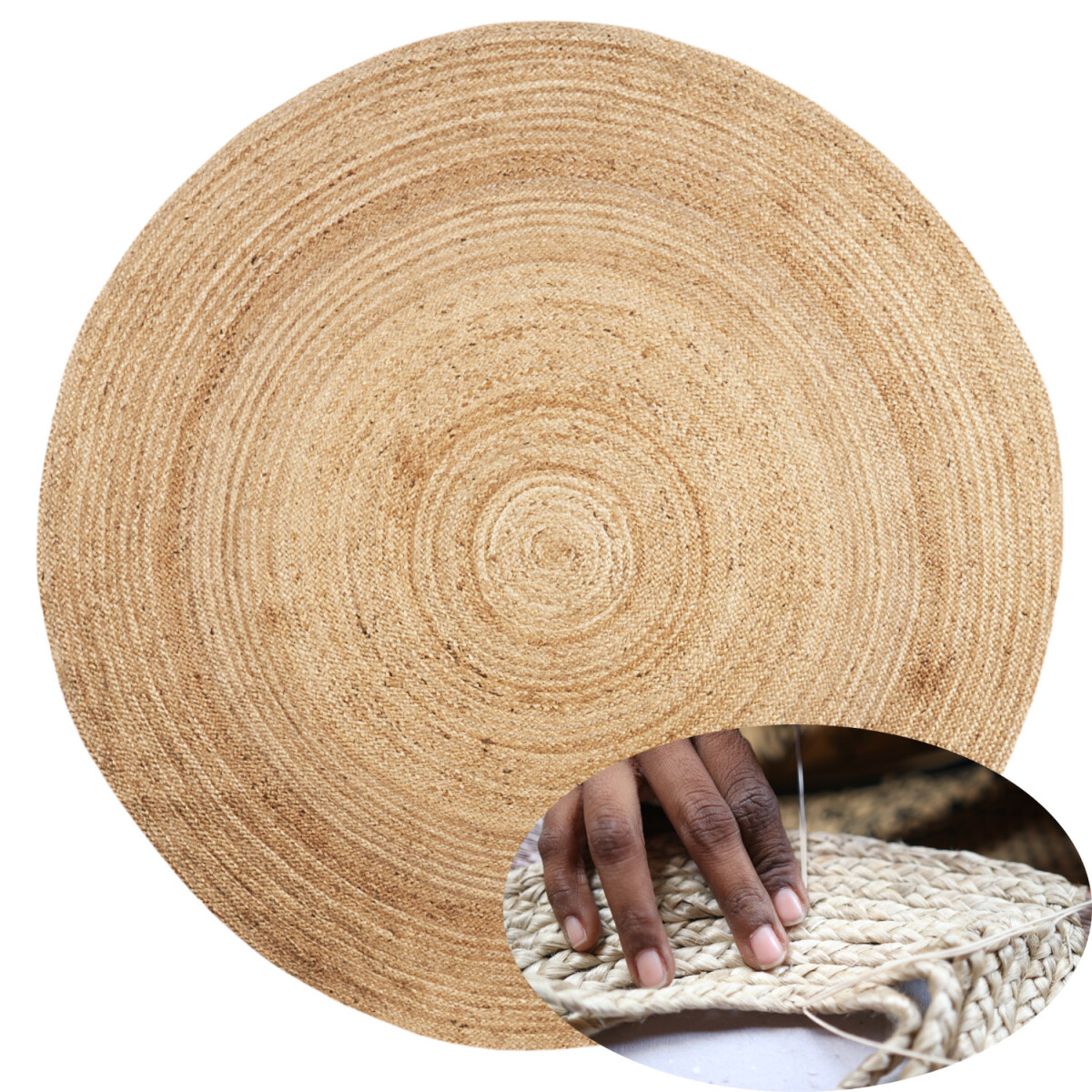 Rond, gevlochten jute tapijt Abril 200 c box