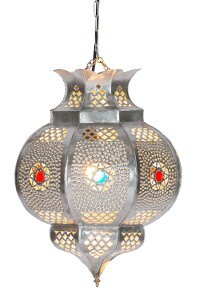 Hanglamp Amadou zilver 35 cm | Oosterse lamp van metaal