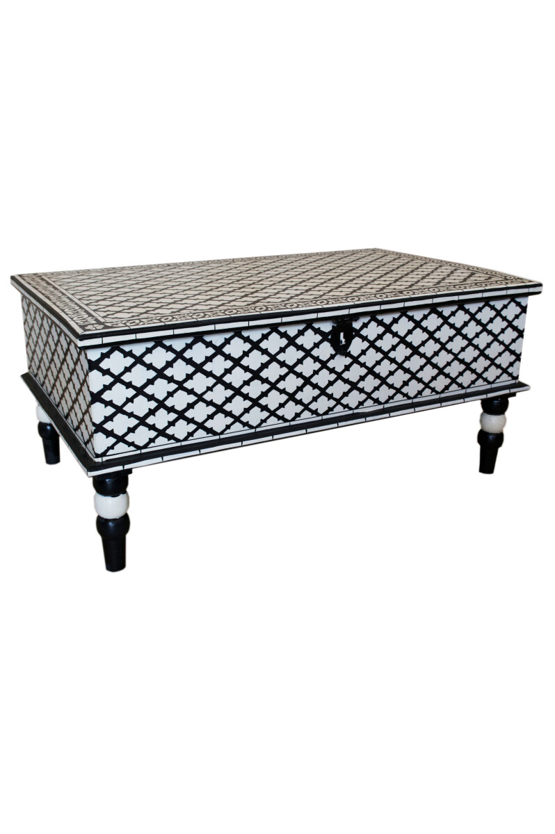 Marokkaanse salontafel Dinara 100 cm wit box
