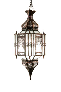 Hanglamp Aariz Wit 60 cm | Oosterse lamp van glas en metaal