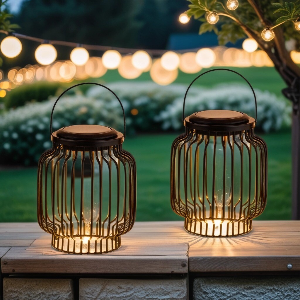 Set van 2 Scandinavische zonne-lantaarns Lantaarn Lamp Balko