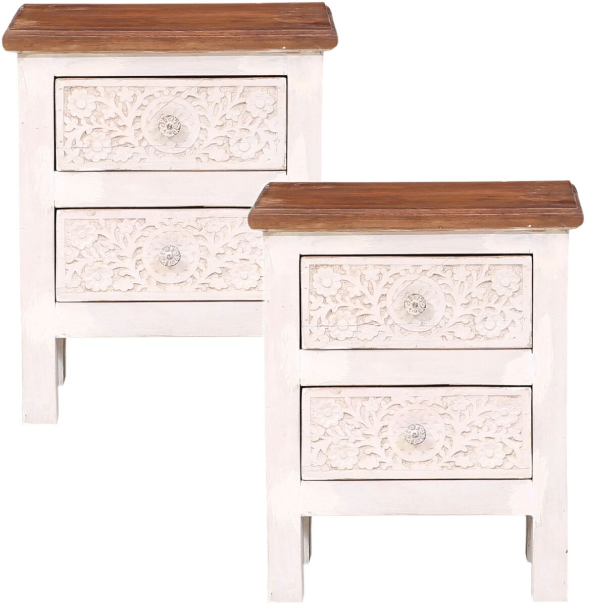 Set van 2 boho-meubels: nachtkastje, bij box