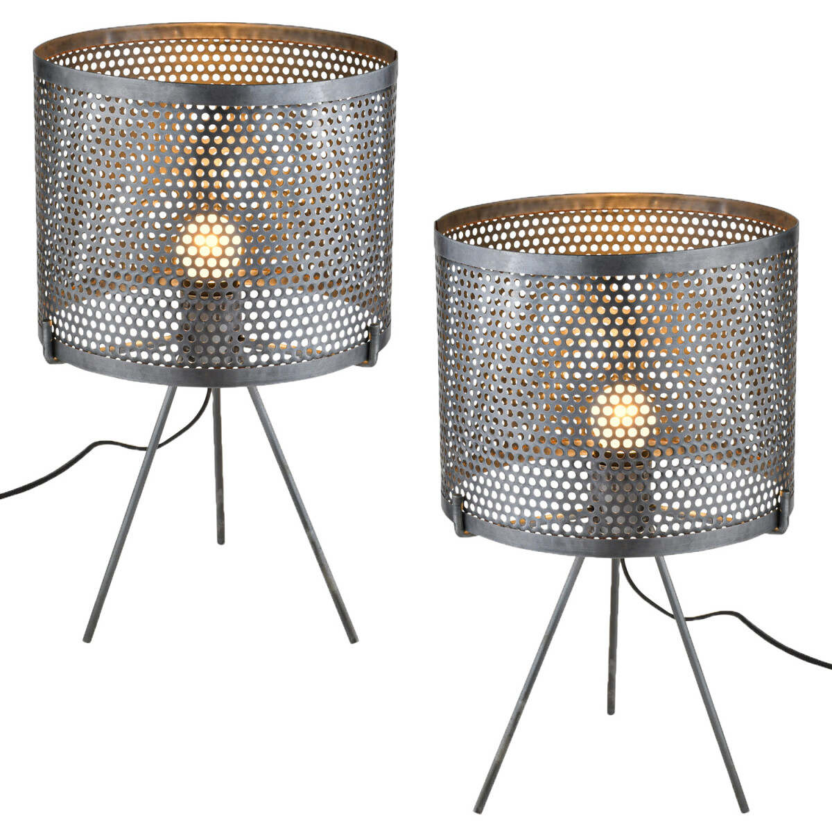 Set van 2 retro decoratieve tafellampen / nachtlampjes Permi
