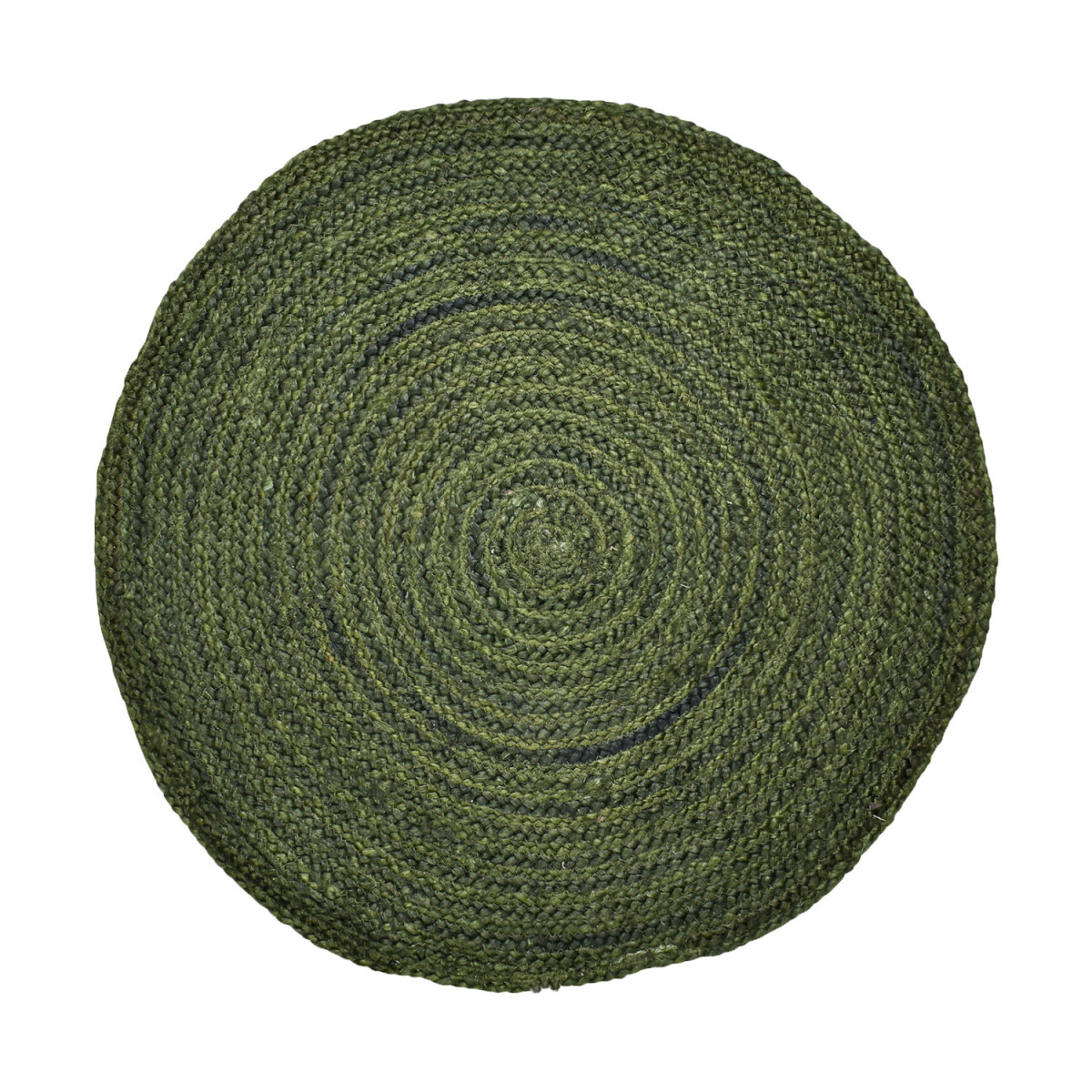 Ethno Boho decoratief jute tapijt Abrila rond 80 cm groen