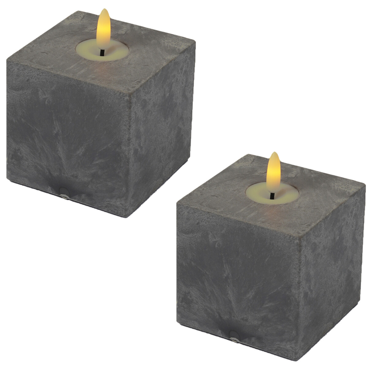 Set van 2 LED-kaarsen in cementlook, Samod, hoekig