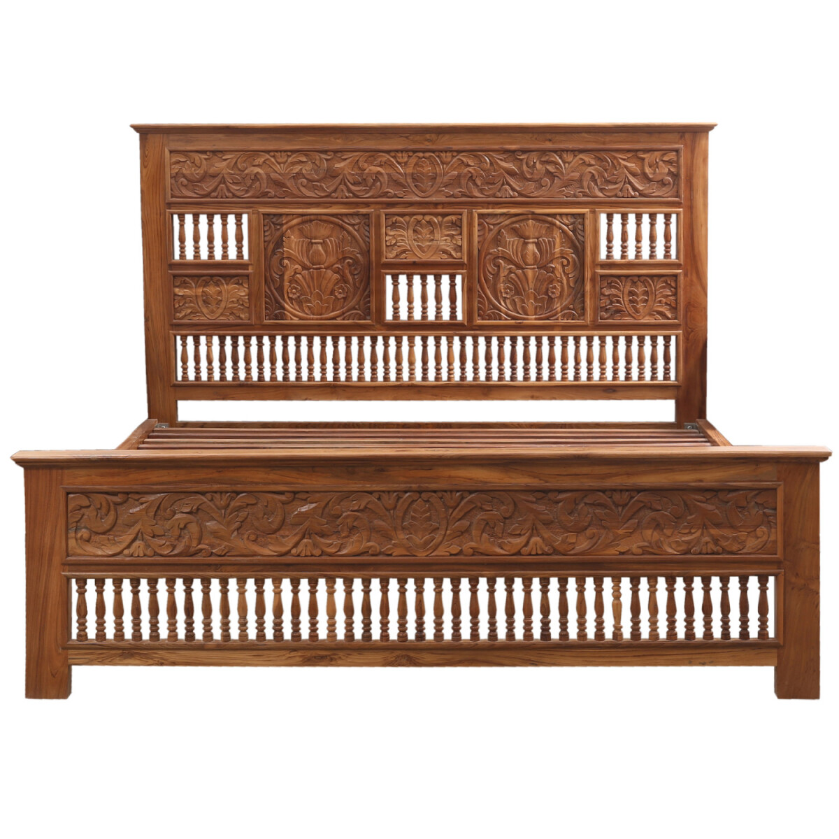 Vintage tweepersoonsbed van massief hout box