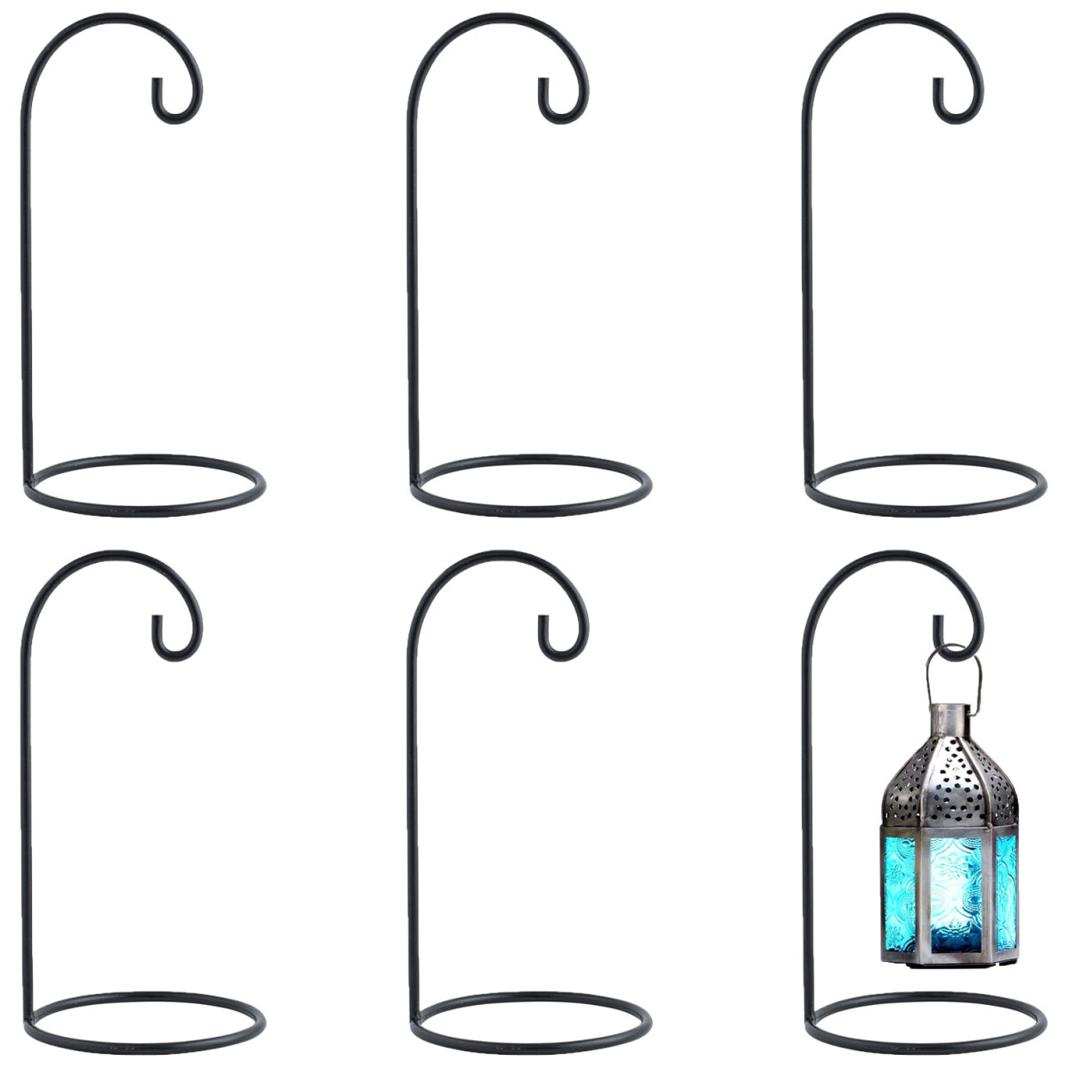 Set van 6 lantaarnstandaards Buno, zwart box