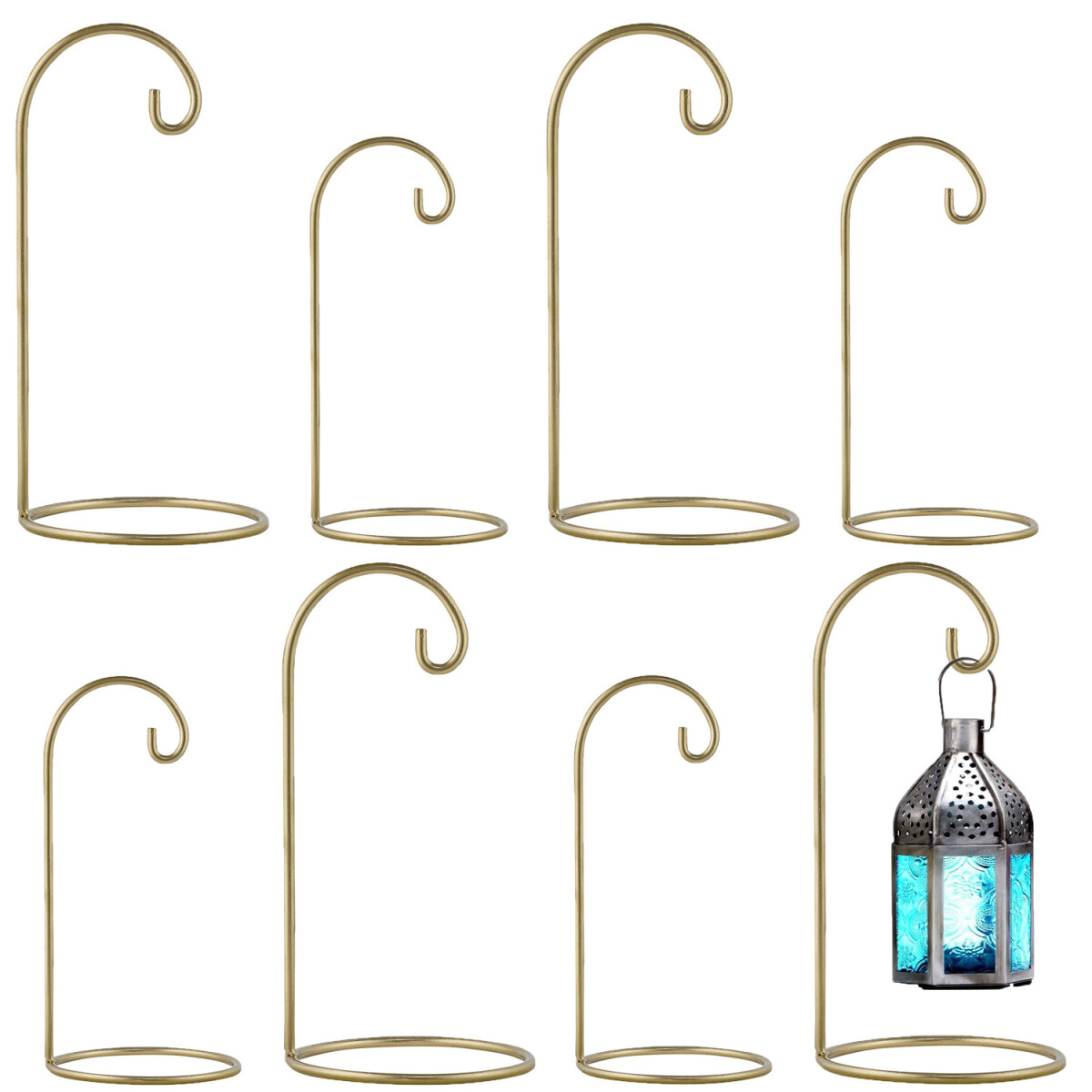 Set van 8 lantaarnstandaards Bunu, metaal, goud | Boho-vinta