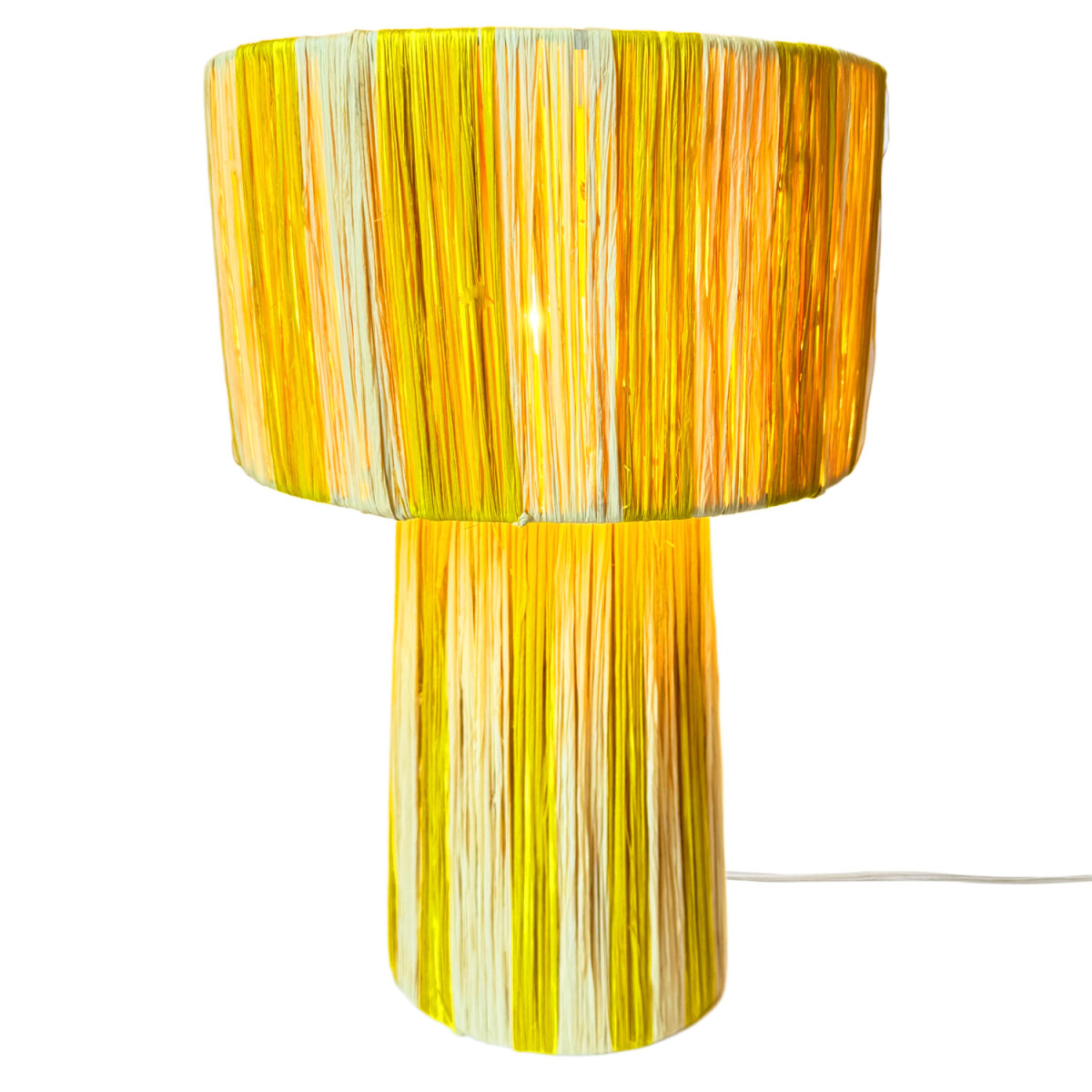 Boho-tafel- en nachtlamp Morjana, beige en geel