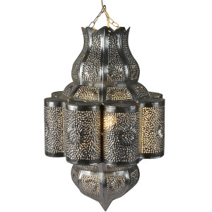 Lamp Harun Zilver 45 cm | Marokkaanse plafondlamp van metaal