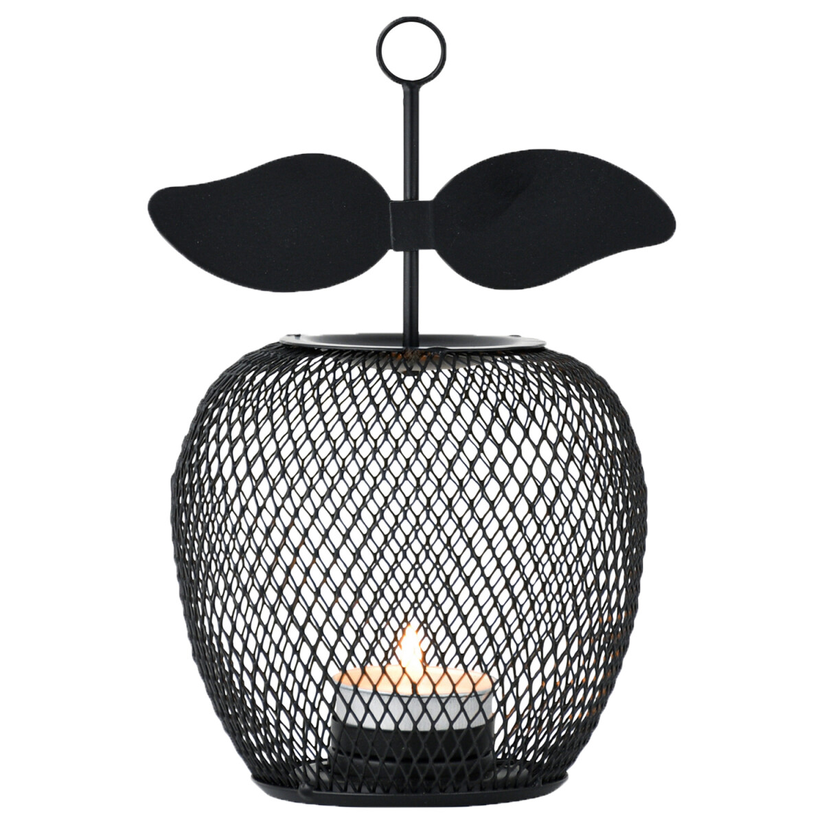 Moderne decoratieve theelichthouder Manzana, zwart, 19 cm