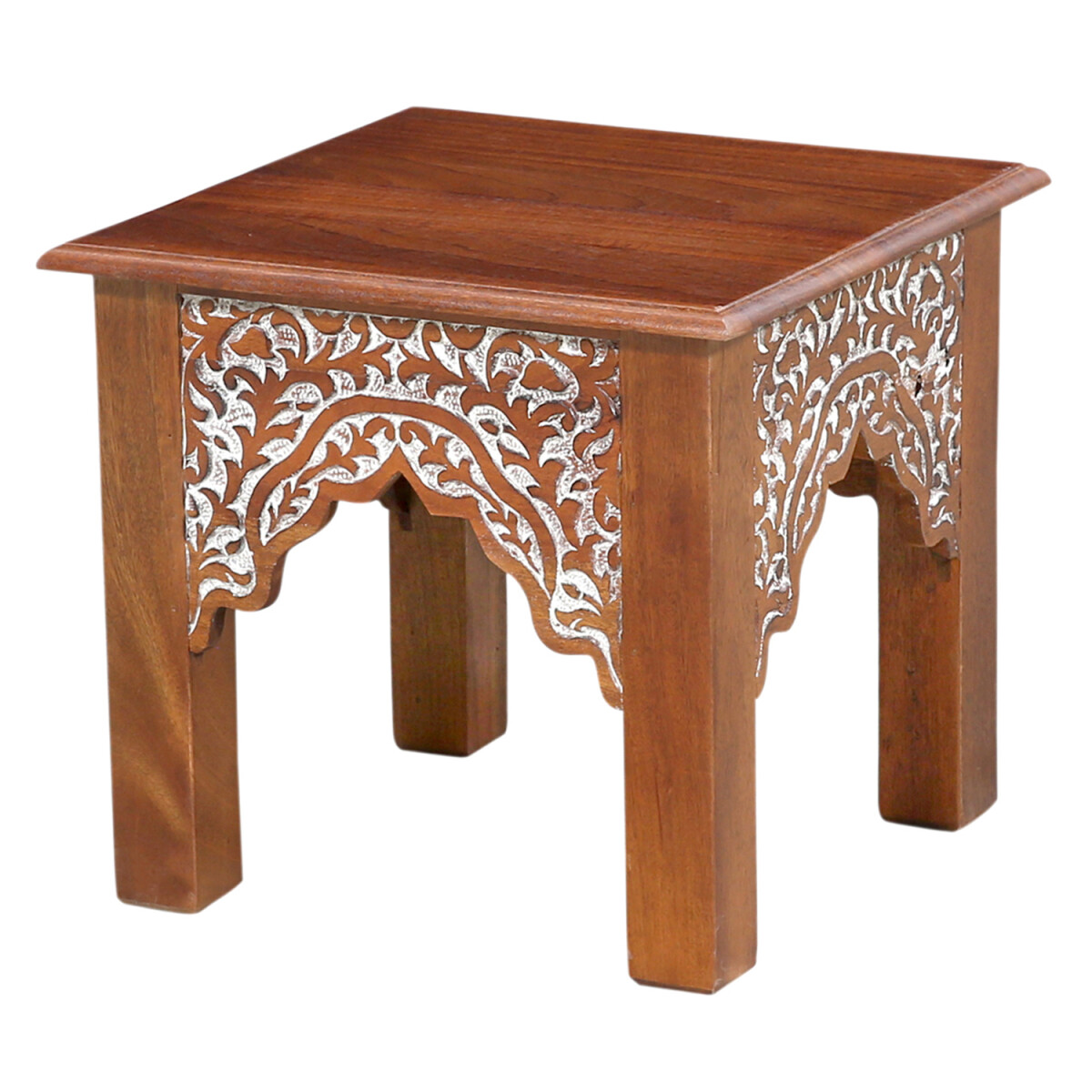 Acelya – Oosterse salontafel van mangohout met houtsni
