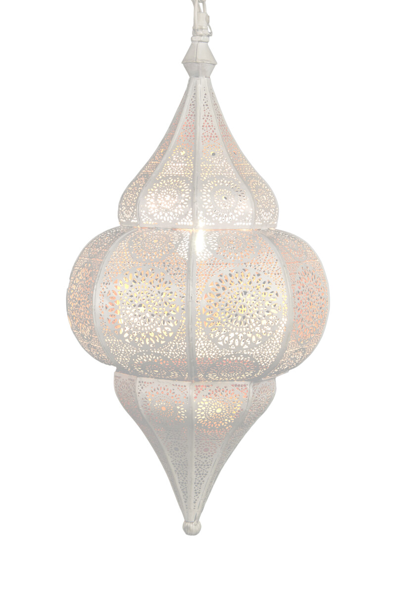 Oosterse hanglamp van metaal E27 Lunar Wit 40 cm