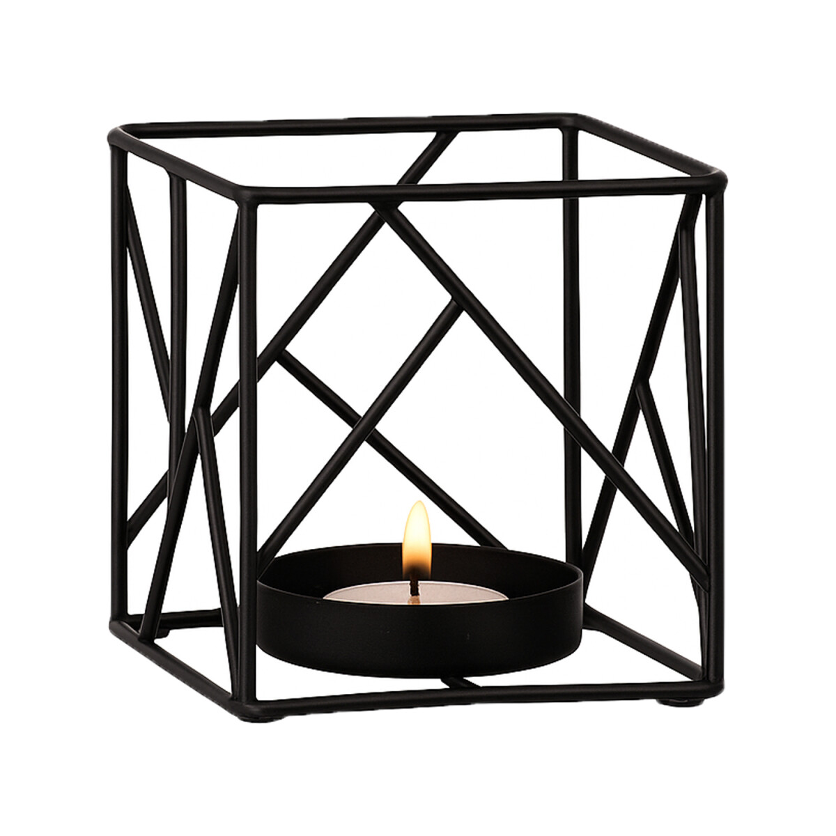 Sarpene -2- metalen theelichthouder, geometrisch, zwart, mod