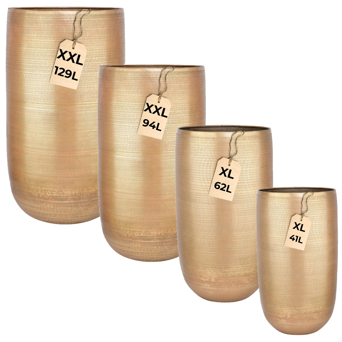 Set van 4 bloempotten Camiel goud - hoge box