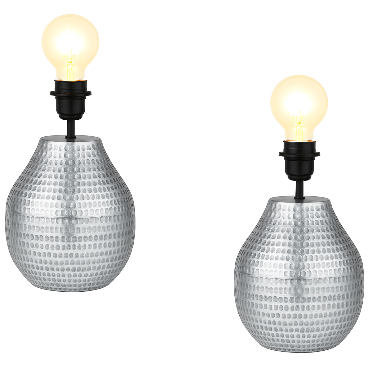 Set van 2 tafellampvoeten Cameo zilver 20 cm - Boho-lampvoet
