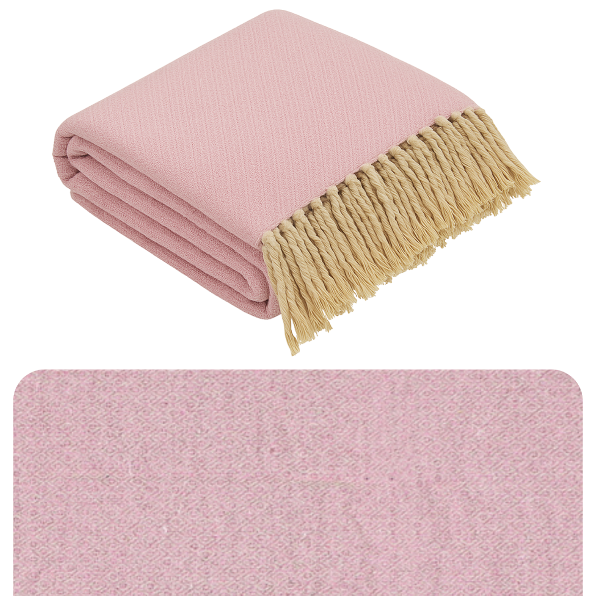 Calix sprei, roze, 125x150 cm, van katoen, boho-moderne deco