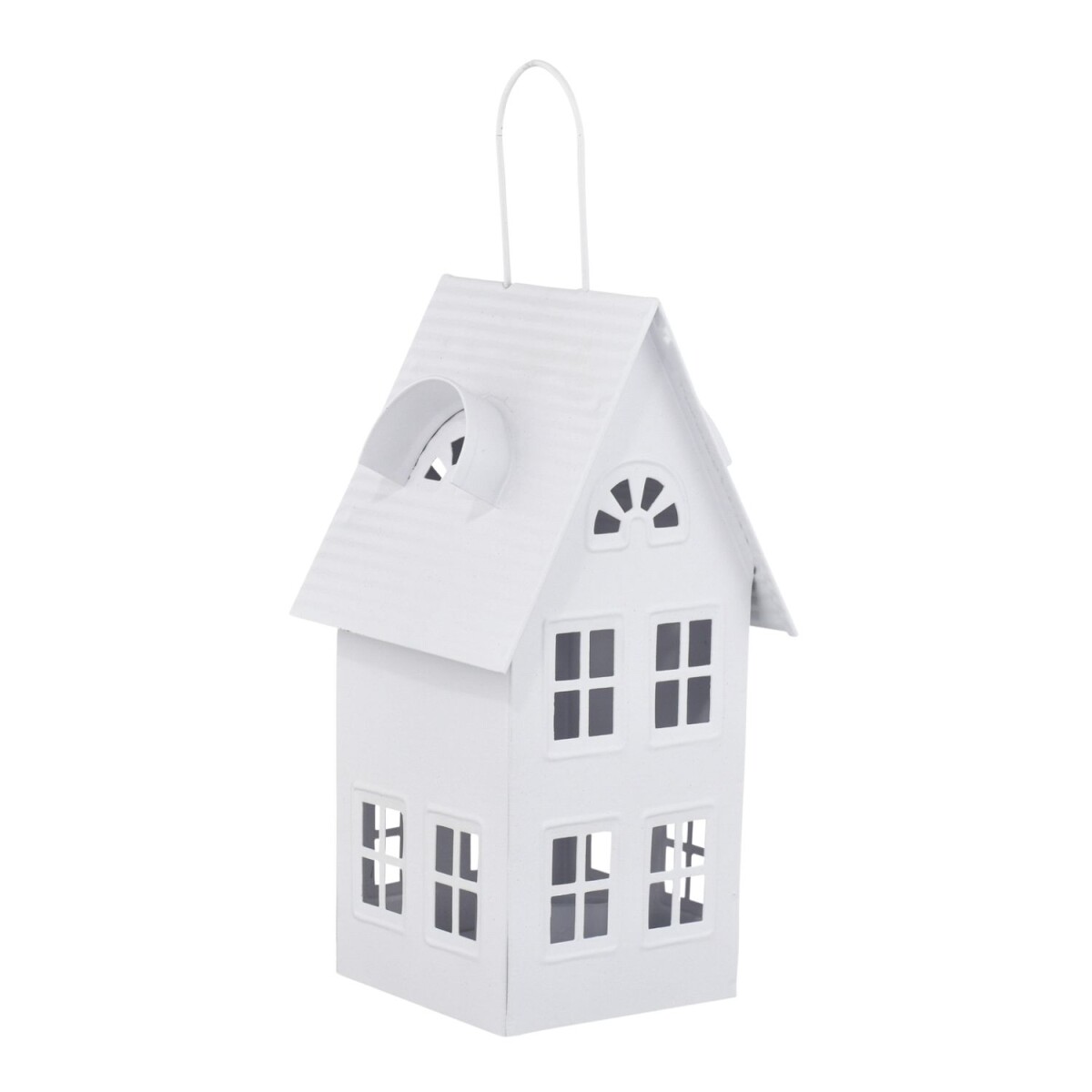 Rij huizen theelichthouder Calibri wit B 11 cm | Scandi Chic