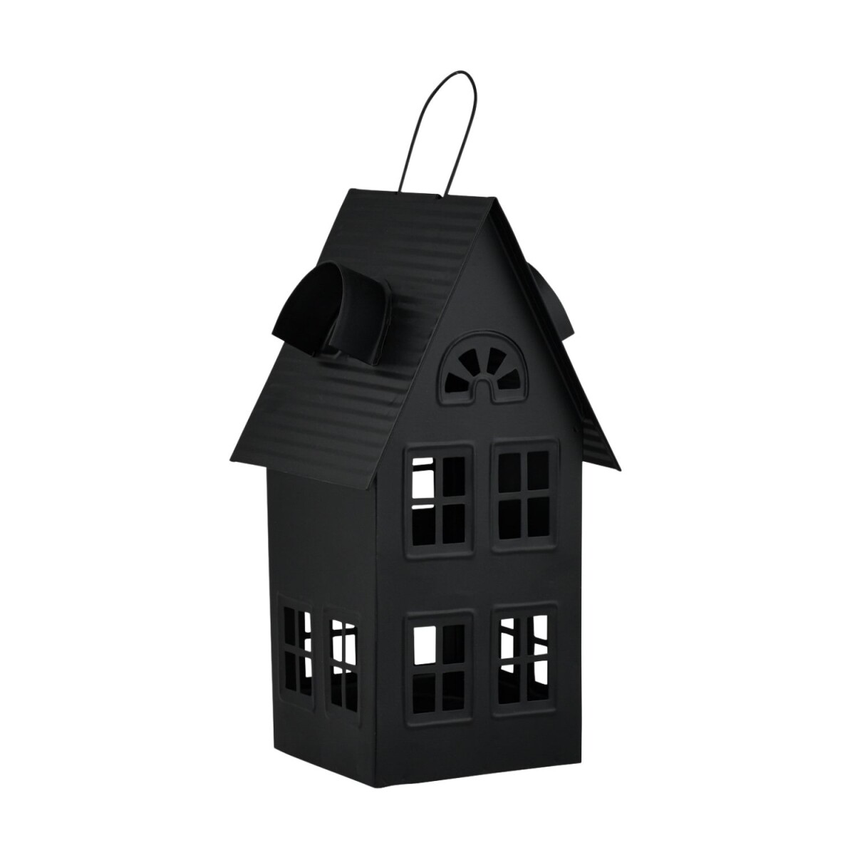 Rij huizen theelichthouder Calibri zwart B 11 cm | Scandi Ch
