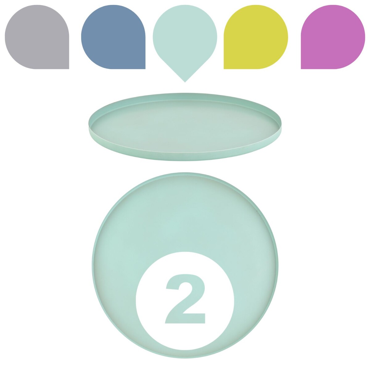 Set van 2 Callie turquoise ronde dienbla box