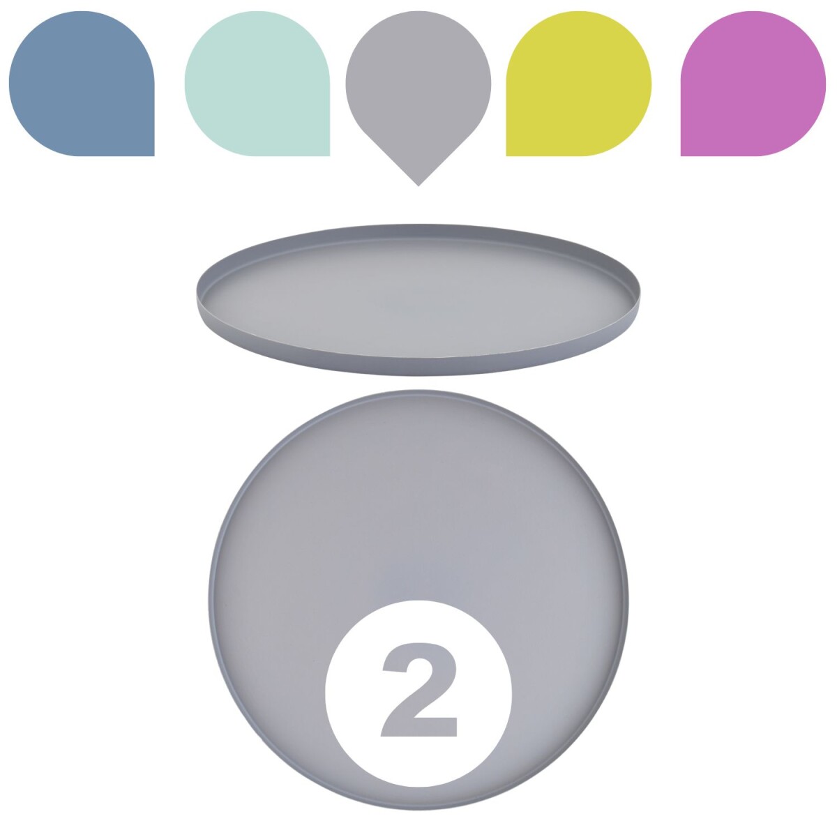 Set van 2 Callie grijze ronde dienbladen box