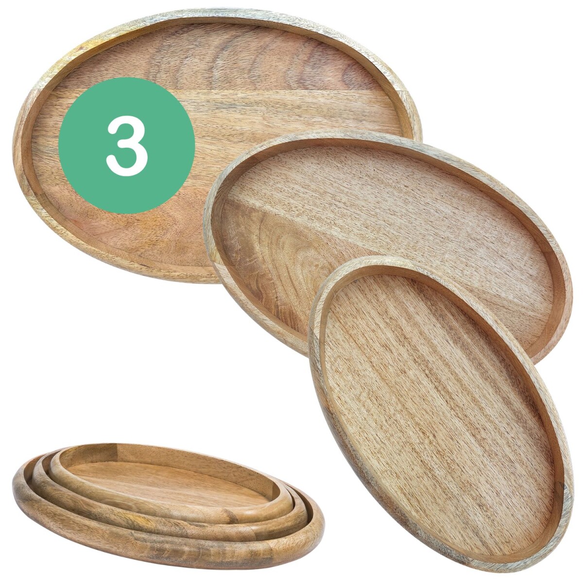Cagdas-dienblad, set van 3, ovaal | Dien box