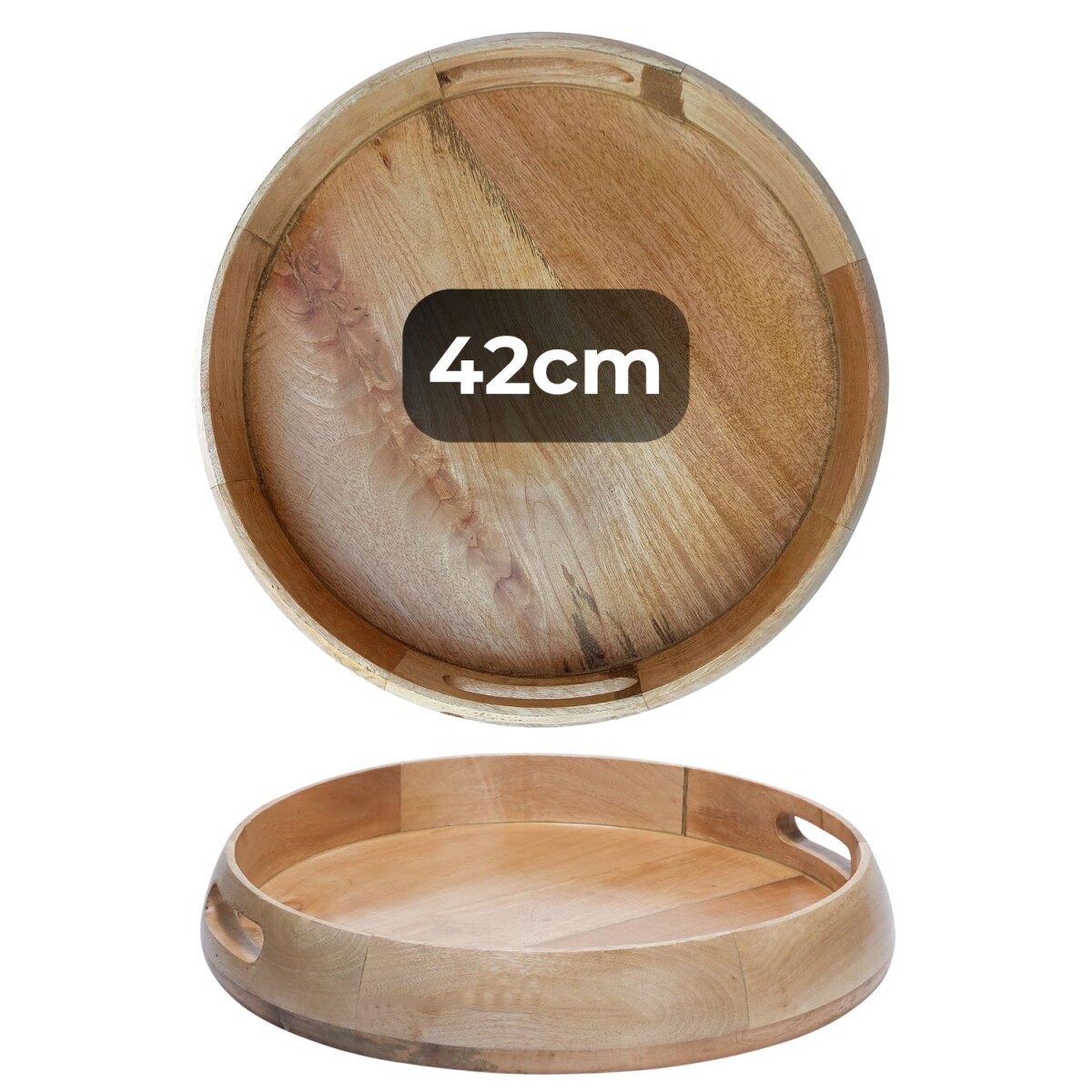 Kahaya-dienblad | 40 x 6 cm, rond dienblad van massief hout 