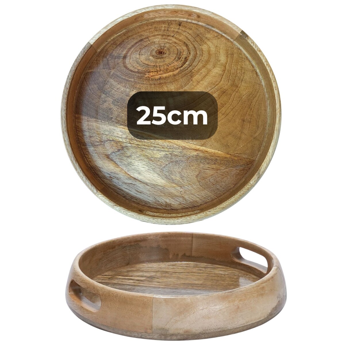 Kahaya-dienblad | 25 x 6 cm rond dienblad van massief hout v