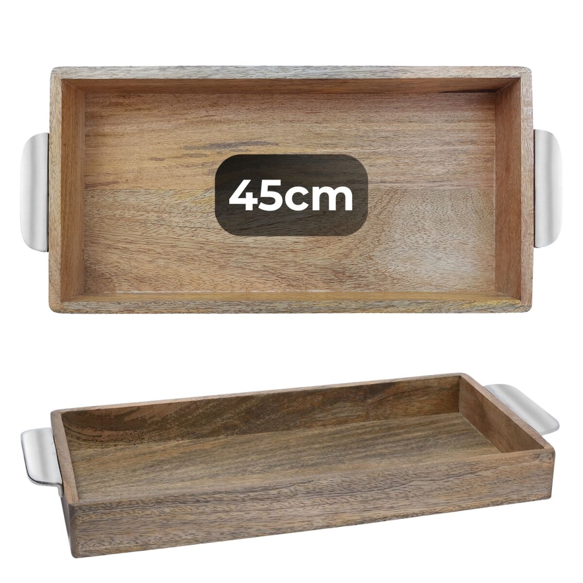Kahide-dienblad | 45 x 23 cm, rechthoekig dienblad van massi