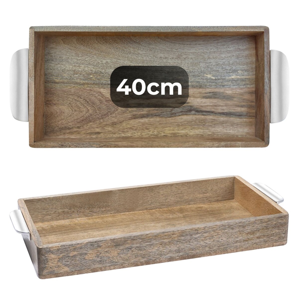 Kahide dienblad | 40x20 cm, massief houten decoratief en ser