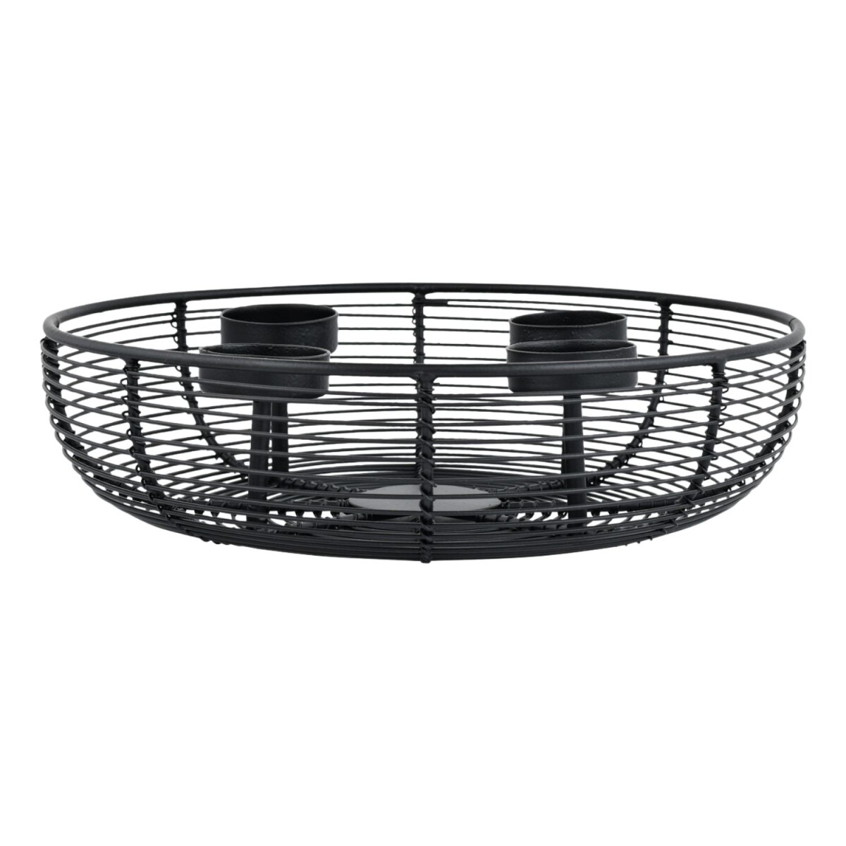 Kleine metalen kandelaar Orbe, zwart, Ø 25 cm, schaal