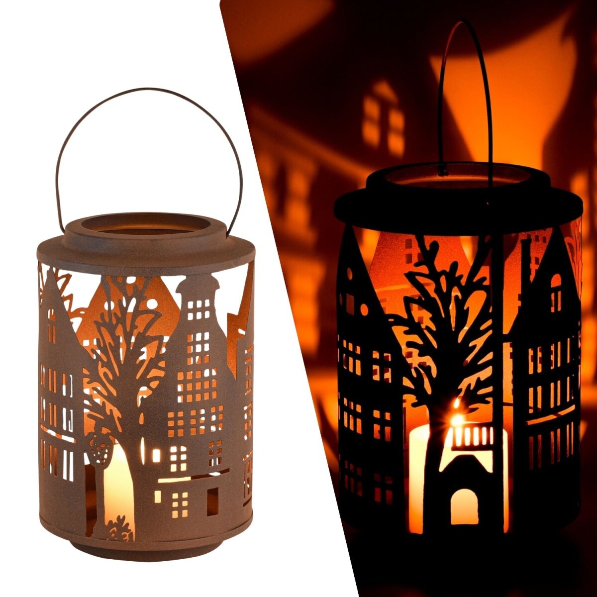 Theelichthouder LichtTal, 27 cm, metaal, windlicht, edelroes