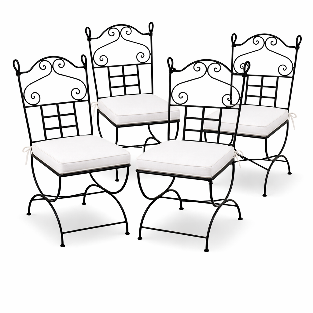 Set van 4 ijzeren stoelen, Badayoz, handgemaakt, tuinstoelen