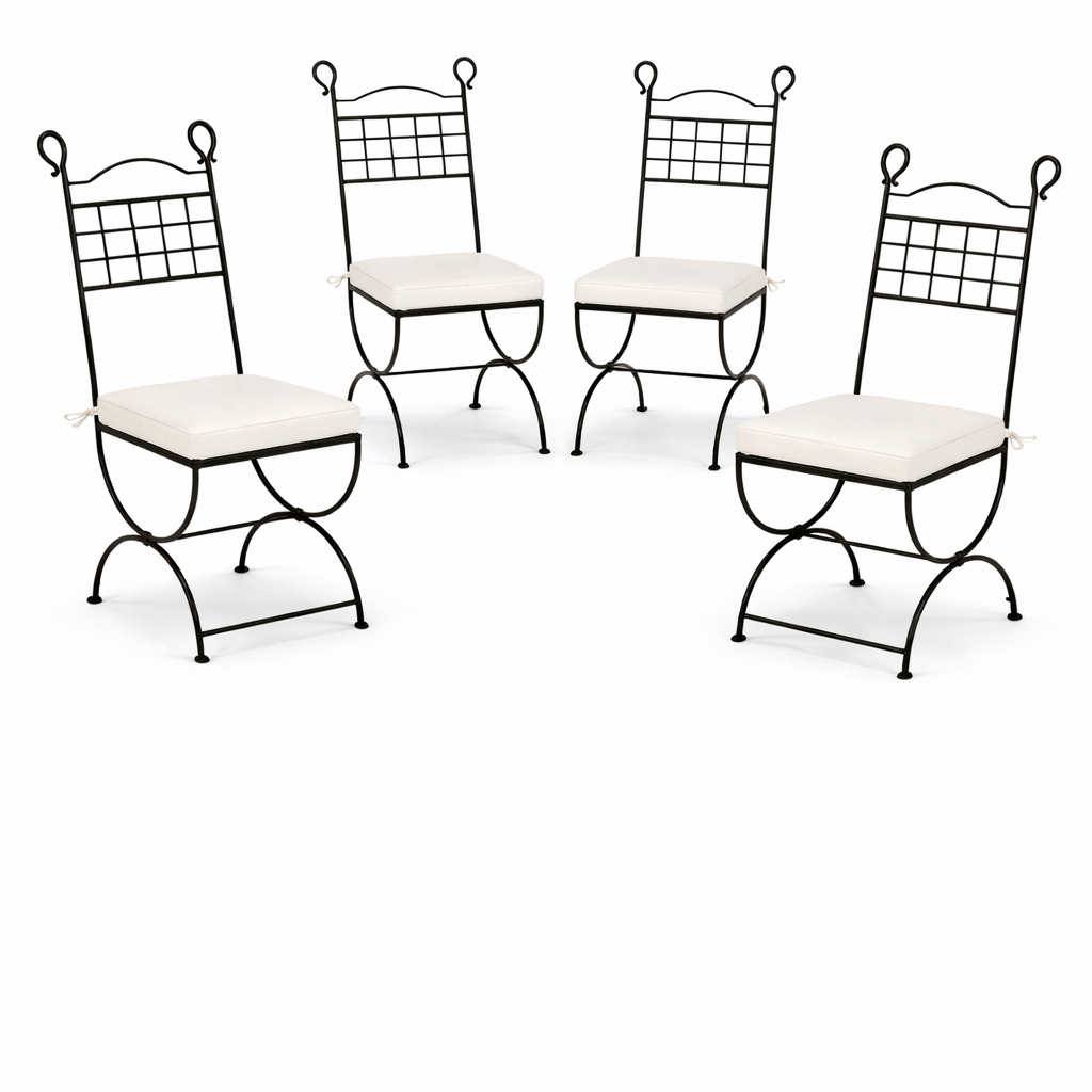 Set van 4 ijzeren stoelen Segovia, handgemaakte tuinstoelen 