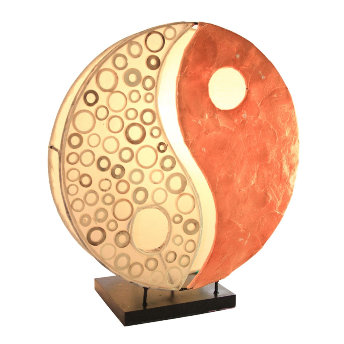 Tafellamp Ying Yang Oranje 30 cm Capiz Bamboe Handgemaakt