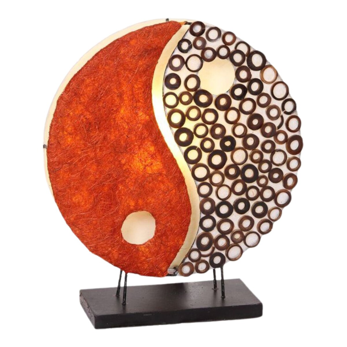 Tafellamp Ying Yang Rood 30 cm Capiz Bamboe Handgemaakt