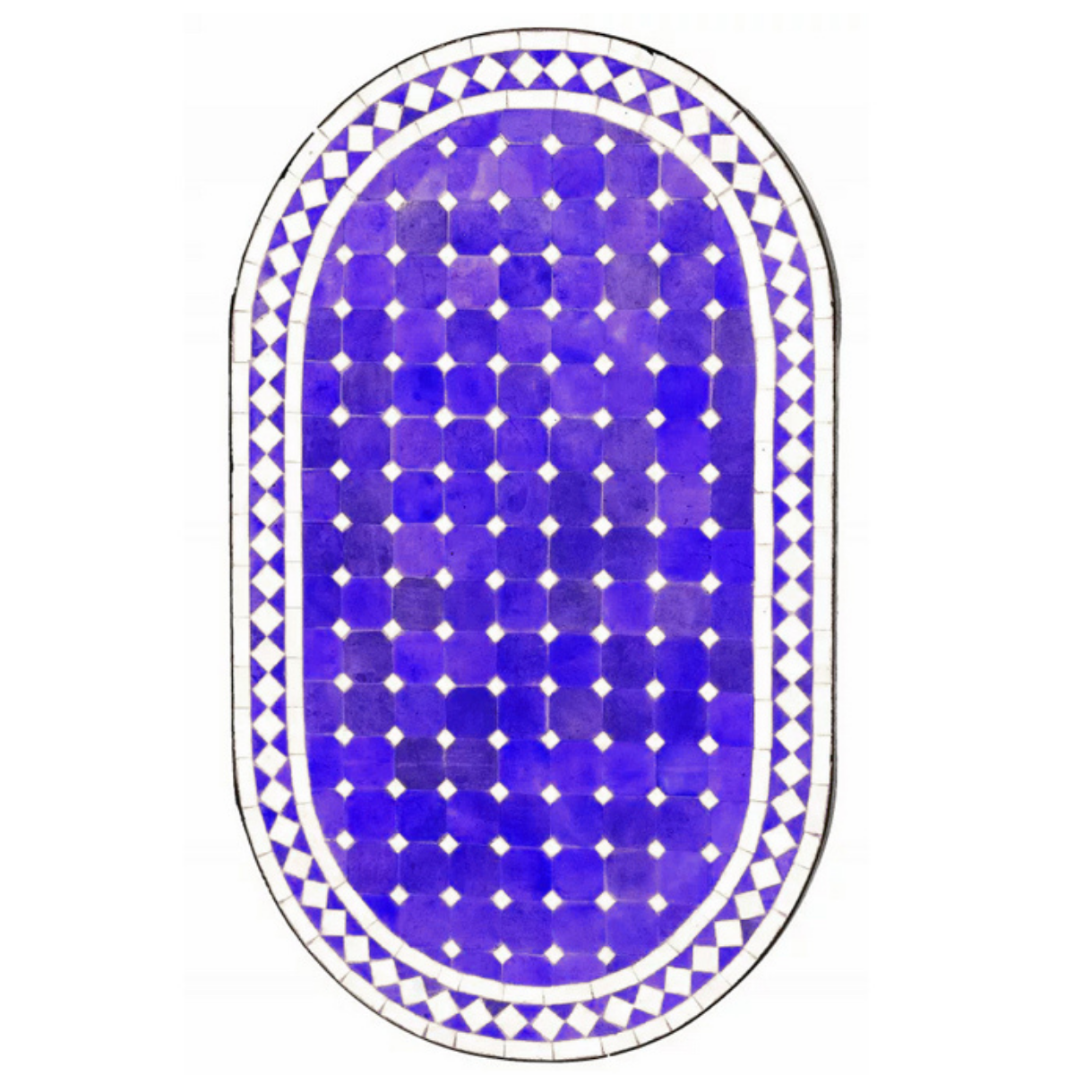 Marokkaanse mozaïektegel Marrakesh Blauw Wit ovaal 100x