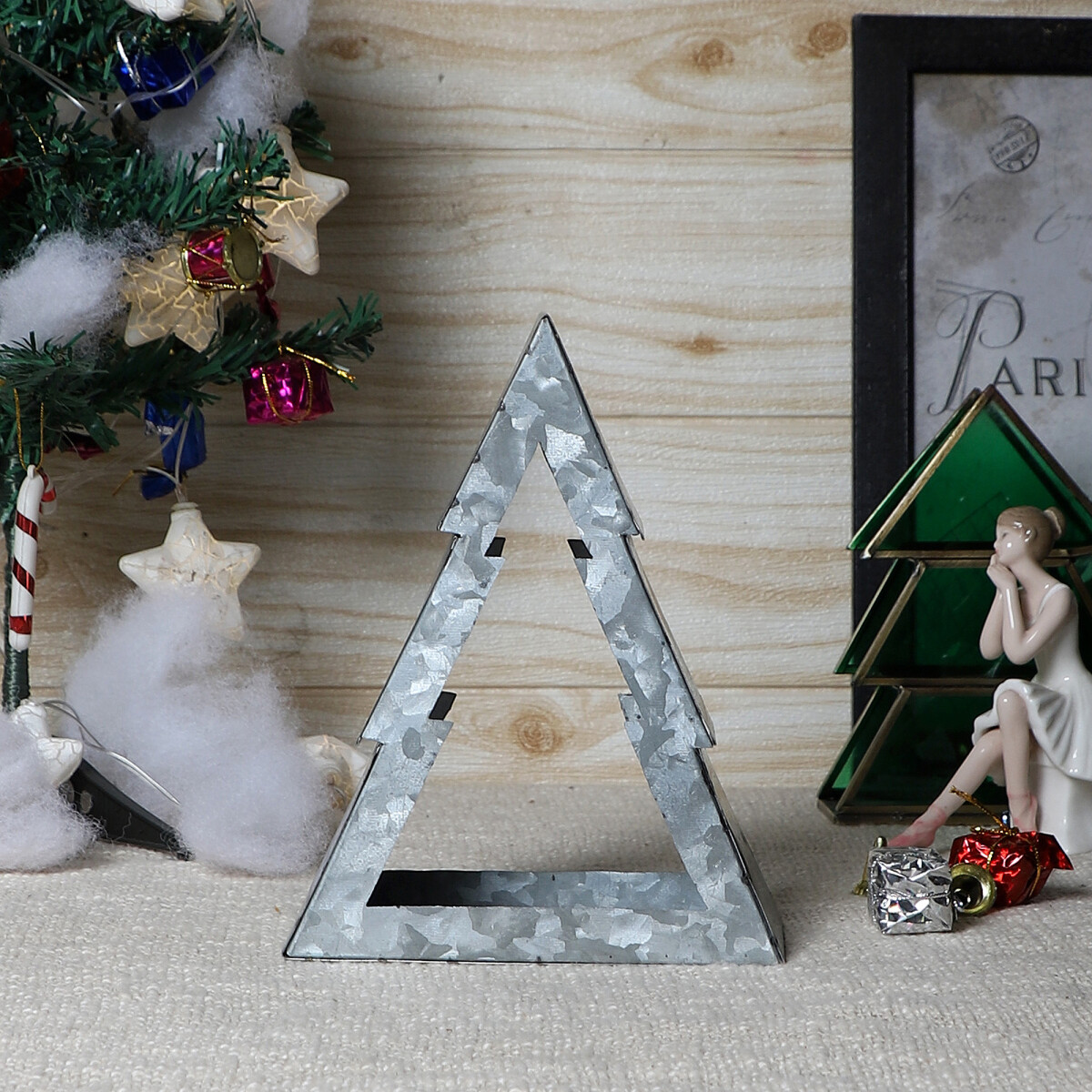 Theelichthouder Kerstboom 20 cm zilver van metaal Aukje