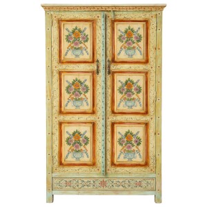 Handgemaakt hoogkast Ritika van massief hout, boho-vintage