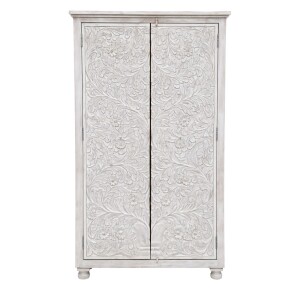 Handgemaakt hoogkast Ramzo van massief hout, boho-vintage