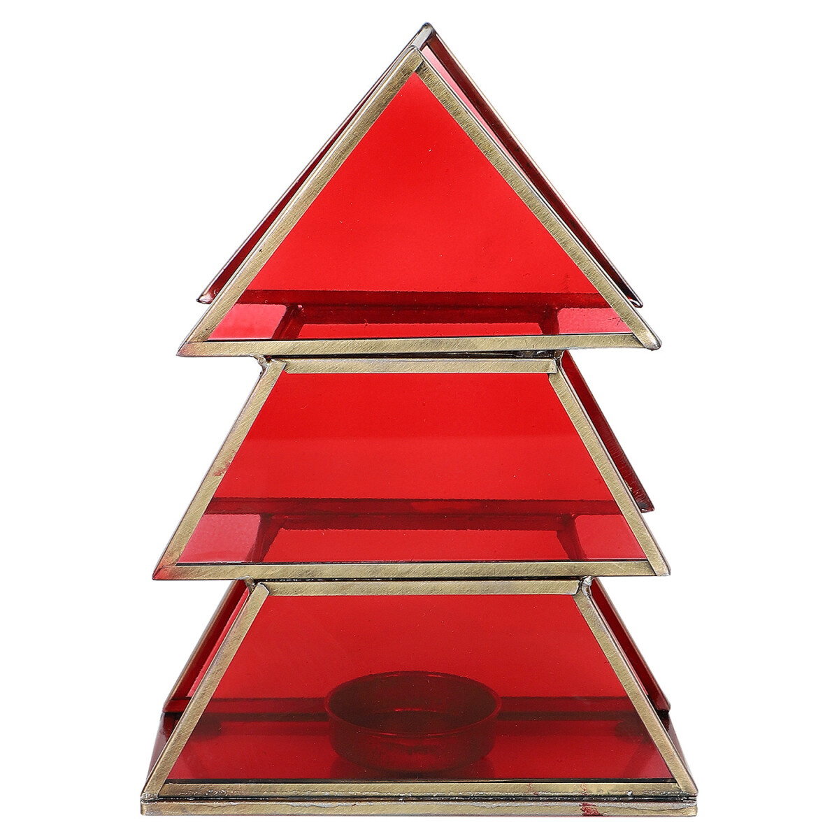 Theelichthouder in de vorm van een kerstboom, 17 cm, rood, v
