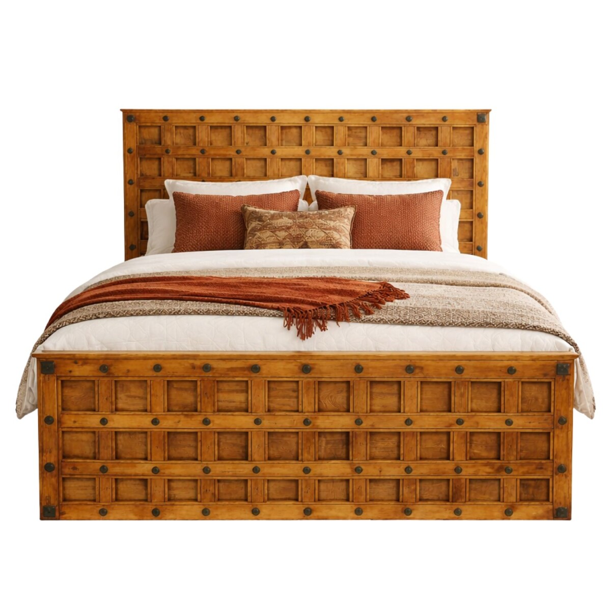 Massief houten tweepersoonsbed Lapaz bruin 180x200 cm, ooste