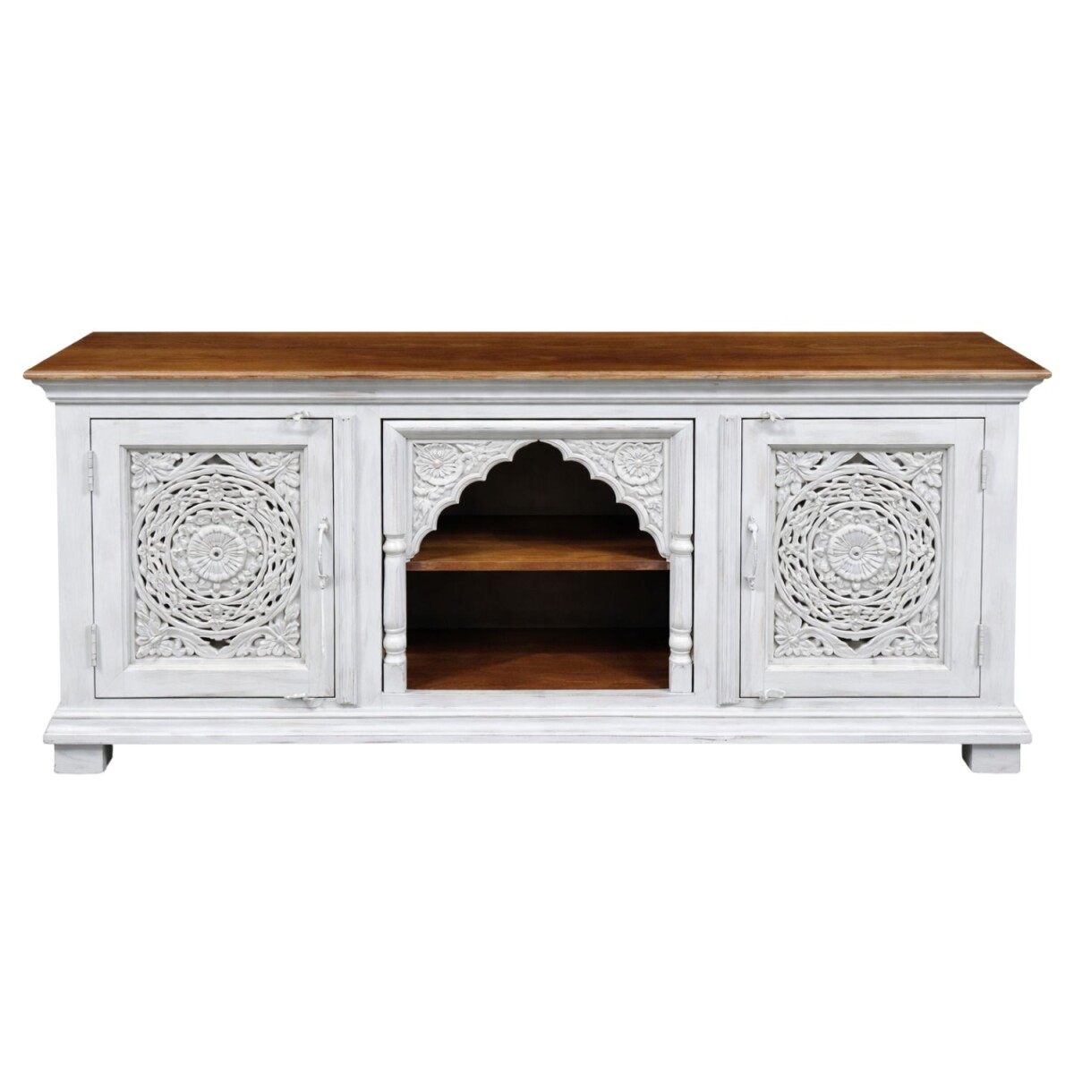 Lowboard Rashpal 160 cm massief hout, bo box