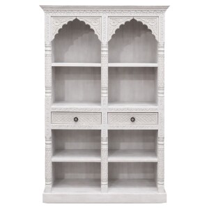 Boekenkast Rekha wit 195 cm massief hout Boho